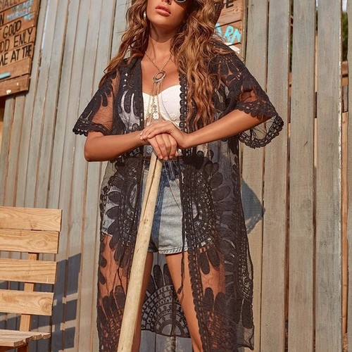 Womens sheer lace beach - lace, cover