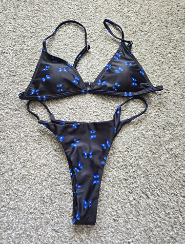 Shein black blue butterfly - shein, black/blue